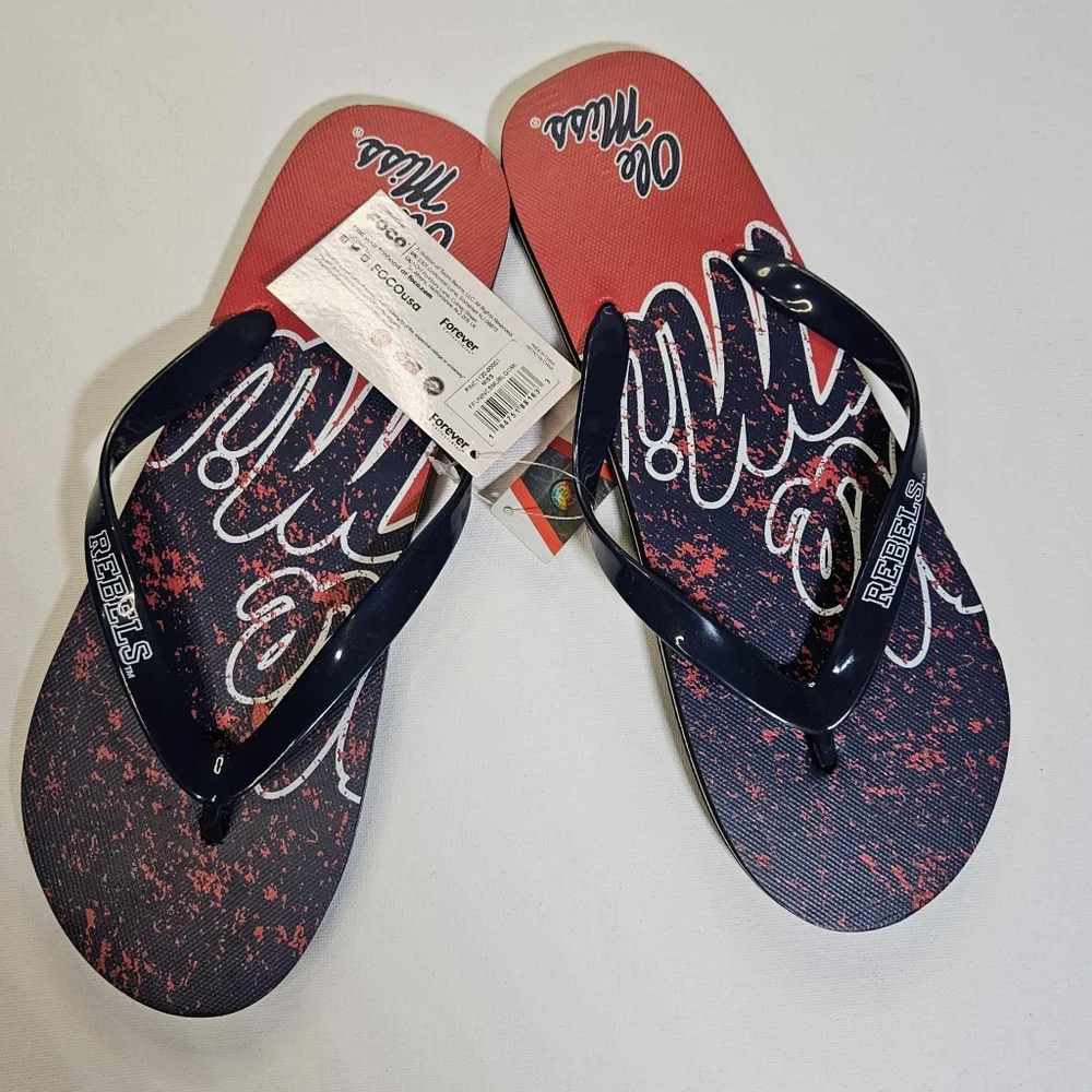 Ole‎ Miss Rebels Mens Flip Flops NCAA FOCO Fall Football Adult College Casual
